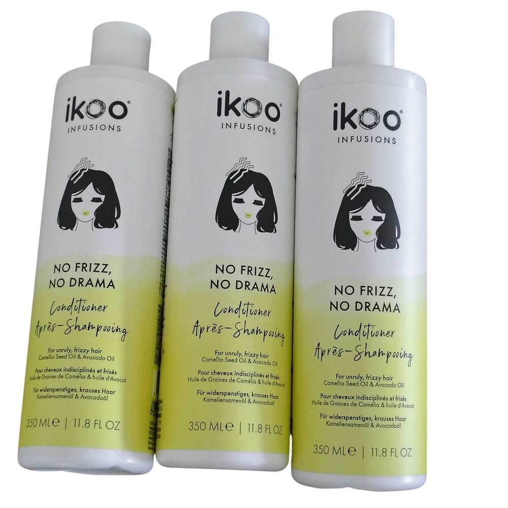 Ikoo Infusions No Frizz No Drama Conditioner Frizzy Hair 11.8 oz NEW Lot of 3